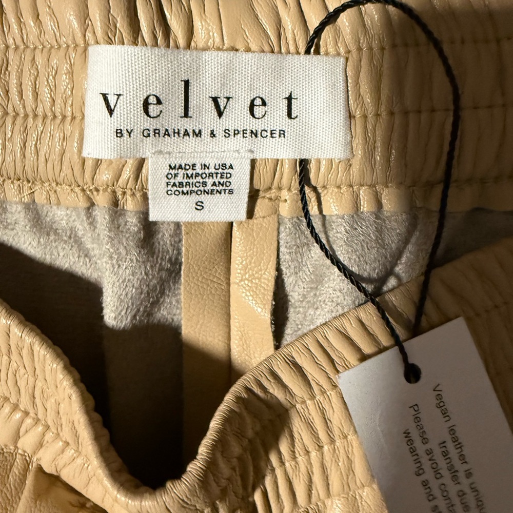 Velvet by Graham & Spencer  Vegan Leather Bisque color Wide Leg Pants